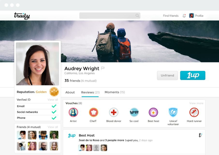  Traity homepage screenshot. 