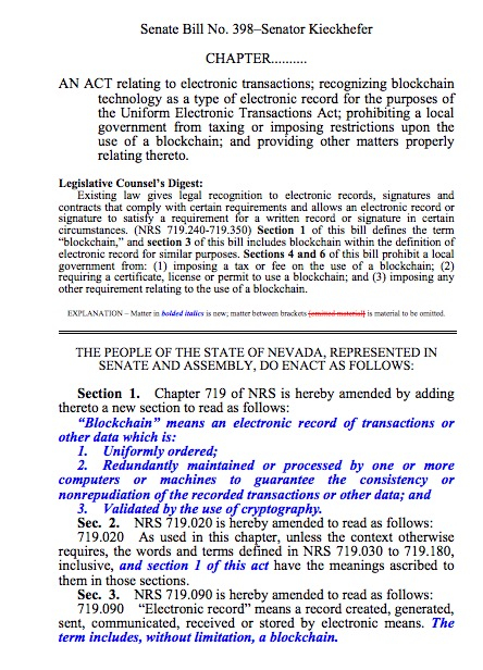  미국 네바다주, 블록체인 지원법 제정 … 블록체인 기반 거래에 지역세 면제