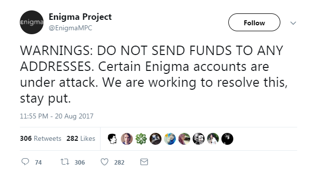  가상화폐 거래소 에니그마, 해킹으로 50만 달러 상당의 도난 피해