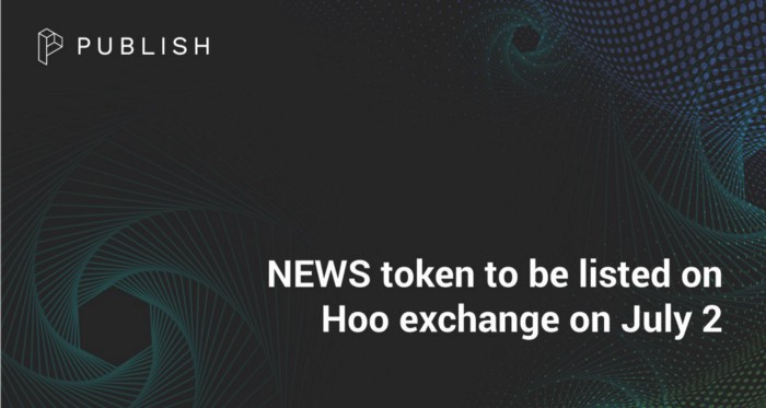  퍼블리시 'NEWS' 토큰, 후(Hoo) 거래소 상장… 2일 오후 3시