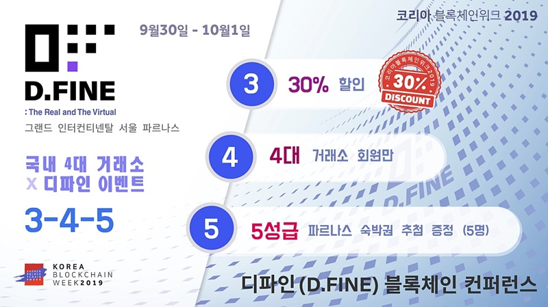  '디파인 블록체인 컨퍼런스’ 할인 티켓·호텔 숙박권 쏜다