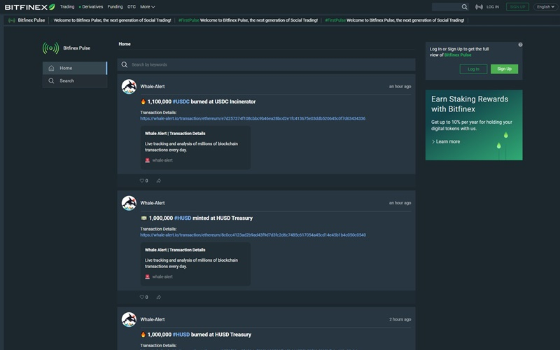  비트파이넥스, 암호화폐 투자자 전용 SNS '비트파이넥스 펄스' 출시