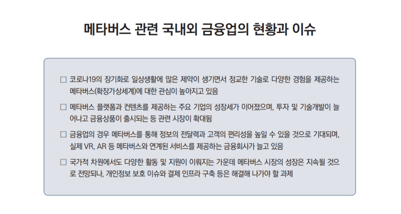  금융권 메타버스 활용 증가…이용자 보호 위한 제도 필요