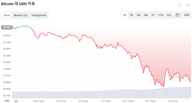  [시세브리핑] 3만 달러까지 떨어진 비트코인...고점 대비 절반 뚝 