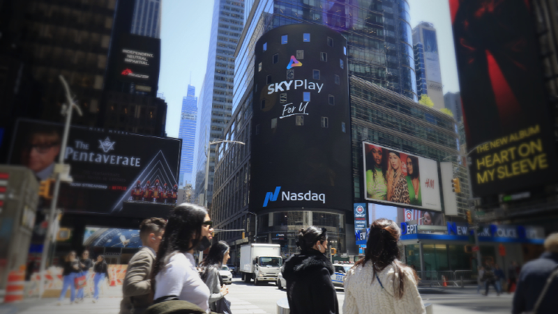  스카이테크놀러지 스카이 플레이, 美 타임스퀘어 대형 전광판 등장