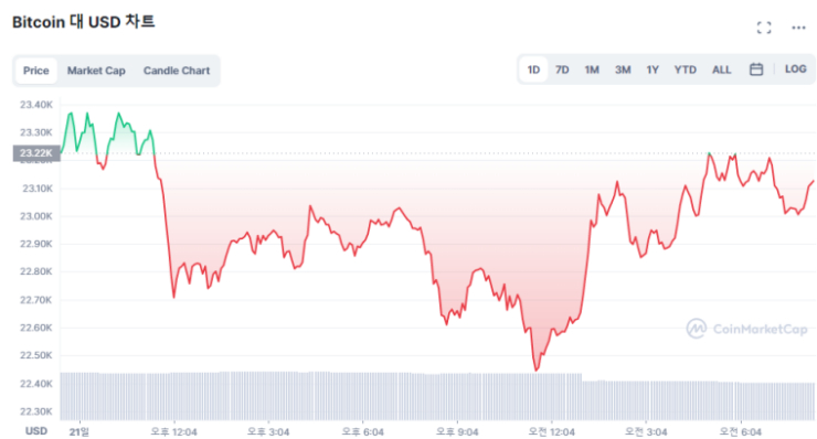  [시세브리핑] 비트코인, 美 증시 상승세에 2만3천달러 회복 