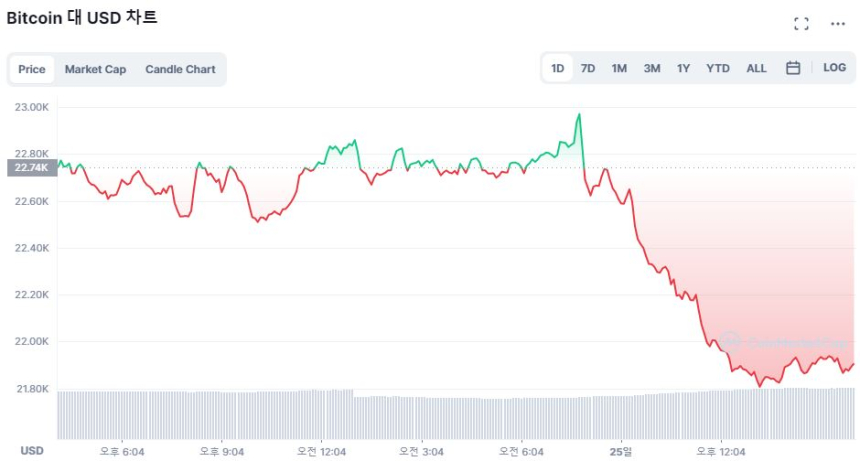  [마감 시세브리핑] 비트코인 2만2000달러 깨졌다...금리인상 불안감 높아