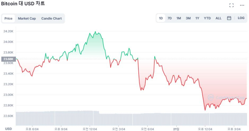  [마감 시세브리핑] 비트코인 2만2900만 달러...테슬라 악재에 '소강' 상태 