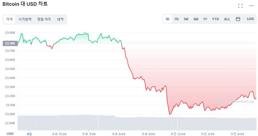  [시세브리핑] 소비자물가지수 발표 앞두고 비트코인 주춤 2.63% ↓