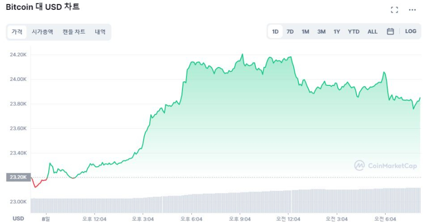  [시세브리핑] 비트코인 한때 2만4000달러선 터치...시장 상승 기류
