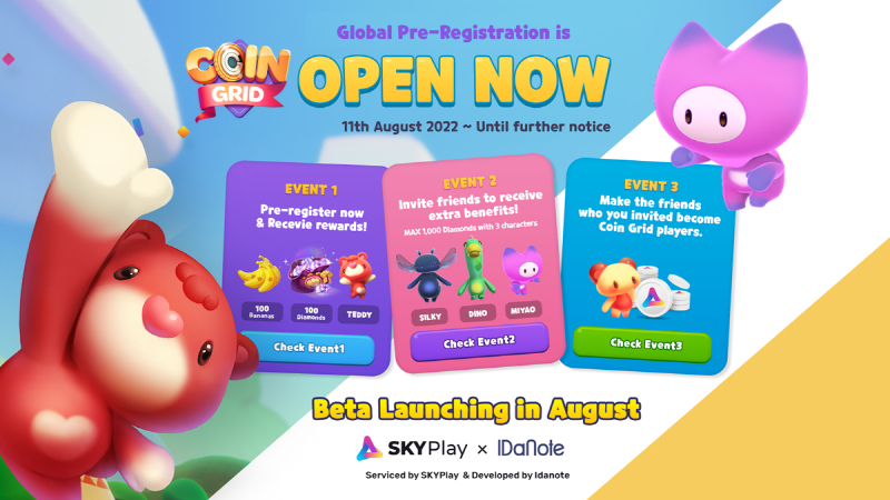  스카이플레이, 쉬운 P2E 게임 '코인그리드' 사전예약 진행