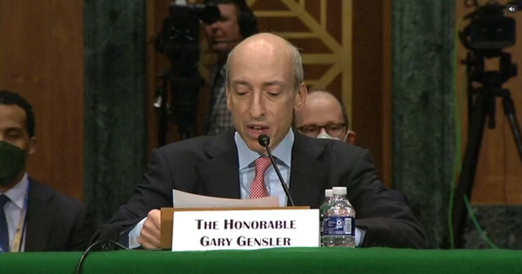  사진 = 게리 겐슬러 미국 증권거래위원장이 청문회를 통해 발언하고 있다. / 미국 상원 농업위원회 청문회 영상 갈무리 