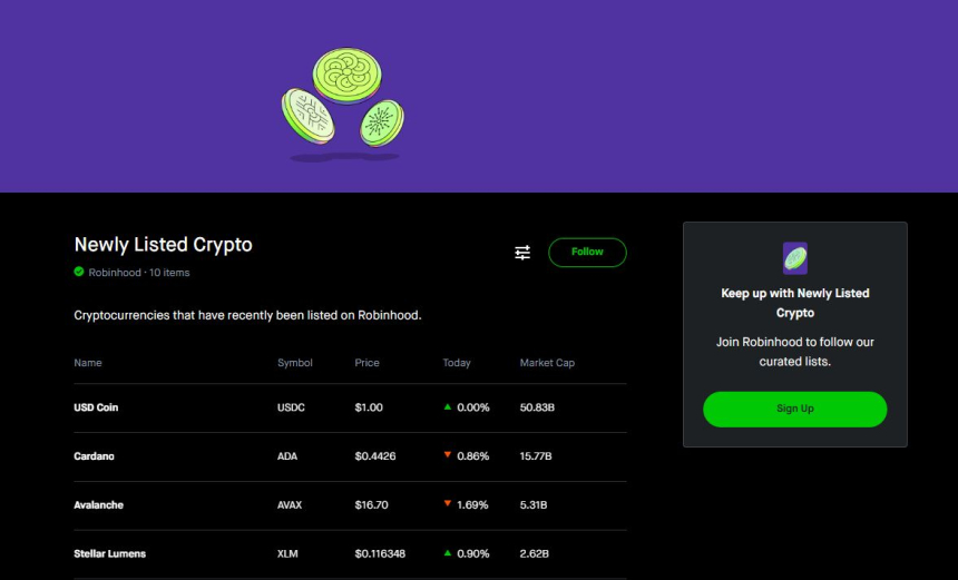  로빈후드, USDC 상장하며 크립토 라인업 강화