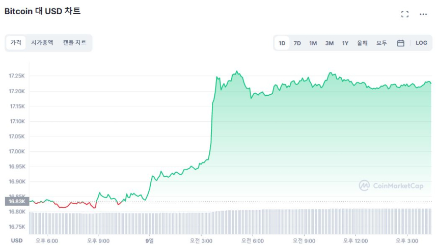  [마감 시세브리핑] 시장 완만한 상승 흐름...비트코인 1만7230달러선