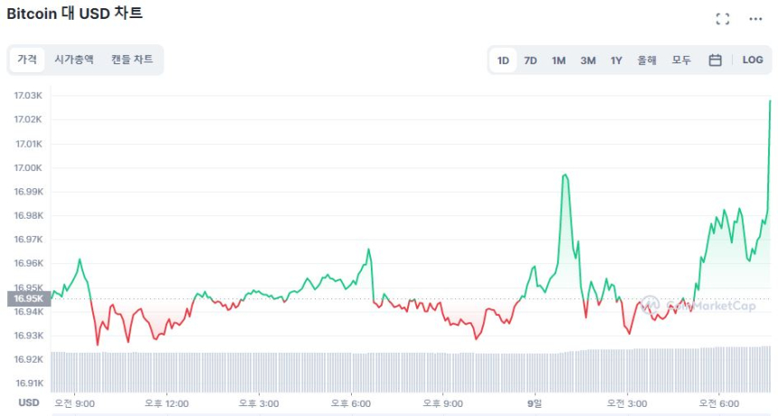  [시세브리핑] 비트코인 1만7000달러선 터치...알트코인 상승 흐름