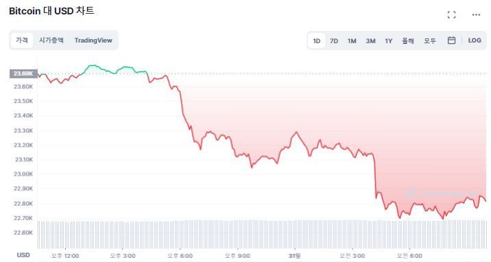  비트코인, 일일 낙폭 5%...금리 결정 앞두고 한 발 물러서