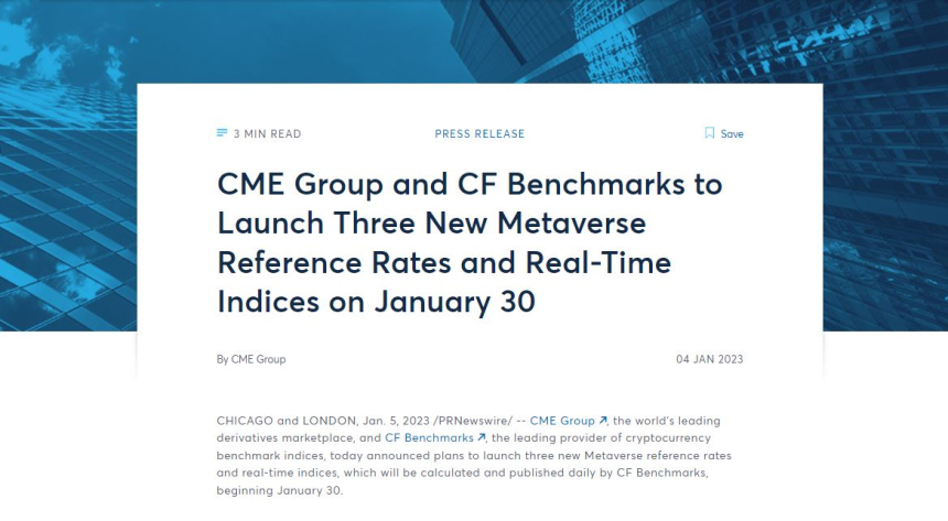  美 시카고상품거래소, 메타버스 암호화폐 데이터 3종 지원...AXS·CHZ·MANA 