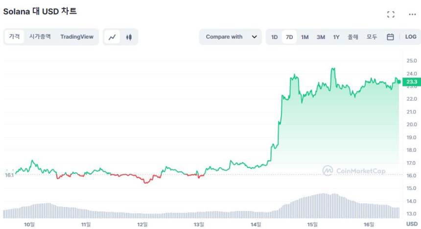  솔라나, 1월 둘째주 58% 급등...한때 10위권 재진입도