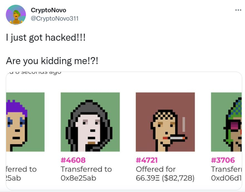  인플루언서, 크립토펑크 NFT 2종 해킹 당해 '3억' 손실