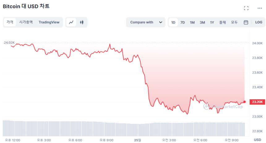 4개월 만에 물가 오름세...긴축 공포에 비트코인 2만3200달러 밑돌아