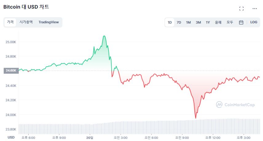 [마감 시세브리핑] 비트코인 2만4500 달러, 이더리움 1700 달러 근접