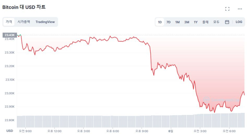  [시세브리핑] 美 완전고용에 위축된 시장...비트코인 2만2990달러선