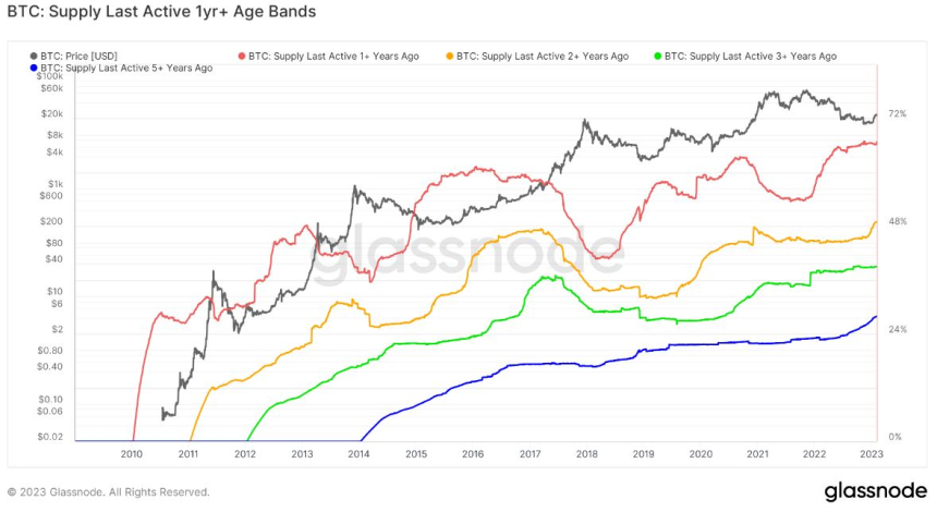 비트코인 장기 보유자 비율 최고치 경신...2년 보유 '48%'