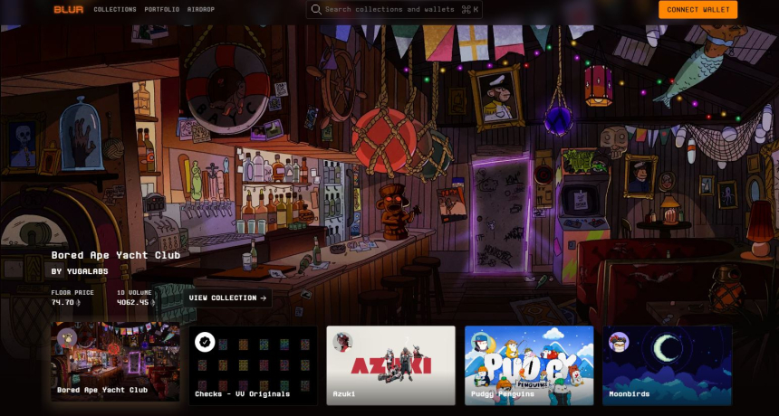  신생 NFT 마켓 '블러', 주간 거래량 기준 '오픈씨' 추월