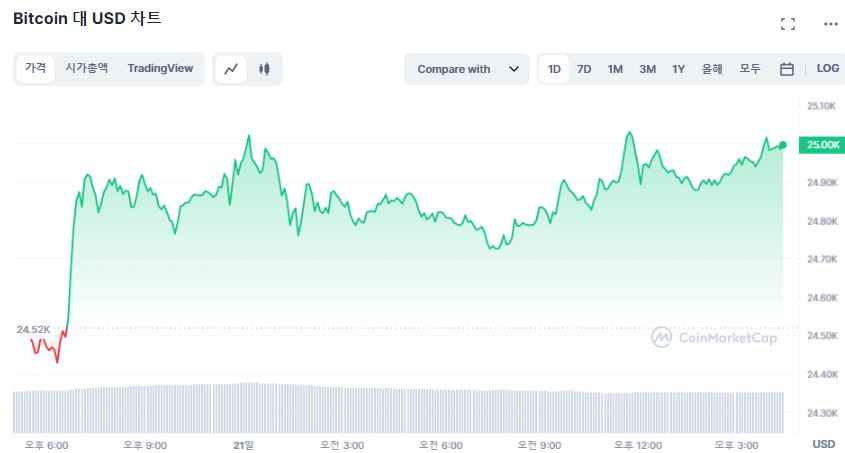  [마감 시세브리핑] 비트코인 2만5000달러선 터치...2% ↑