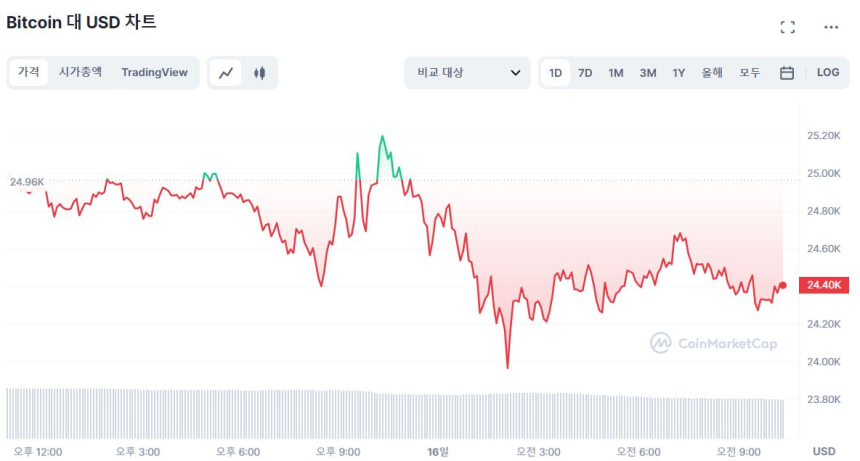  [오후 시세브리핑] 비트코인 2만4410 달러선...2% ↓