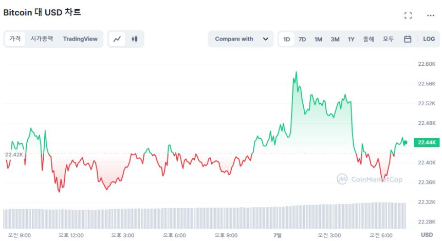  [시세브리핑] 시장 혼조세...비트코인 2만2430 달러선