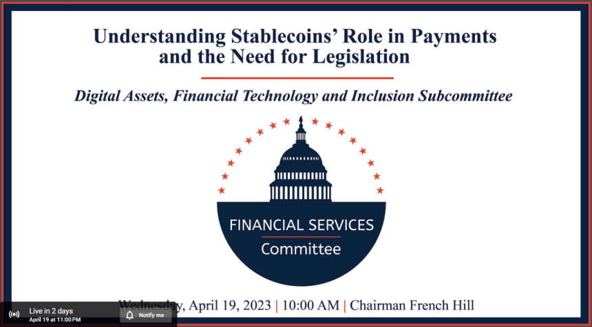 美 하원위원회, 알고리즘 방식 금지 등 스테이블코인 법안 초안 공개