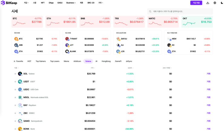  비트킵 스왑, 솔라나 체인 스왑 서비스 지원