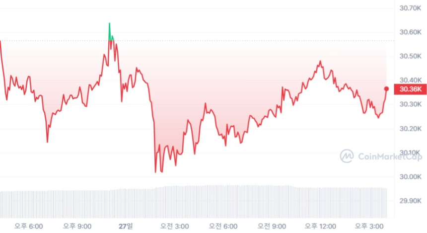  [마감 시세브리핑] 비트코인 3만 달러, 이더리움 1870 달러