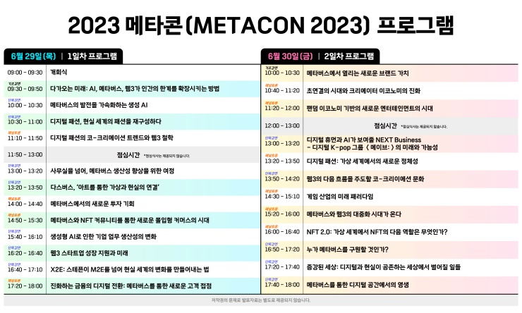  웹3 & 메타버스 컨퍼런스 '2023 메타콘', 29일 개막