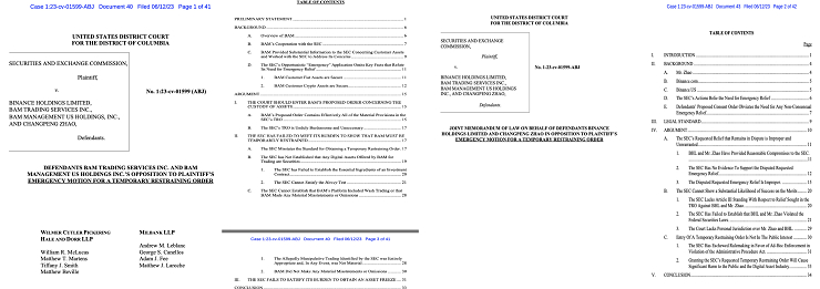 바이낸스, SEC에 탄원서 제출...