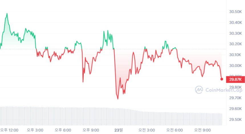  [오후 시세브리핑] 비트코인 2만9840 달러 보합세