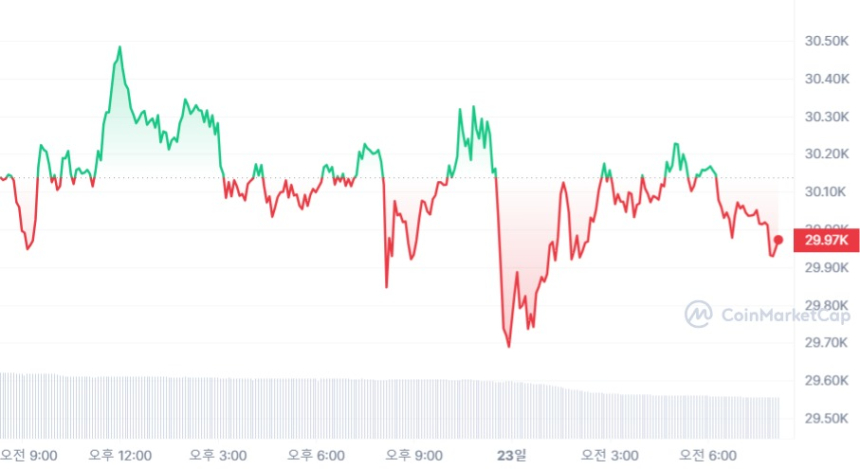  [시세브리핑] 암호화폐 시장 숨고르기...비트코인 2만9950 달러선
