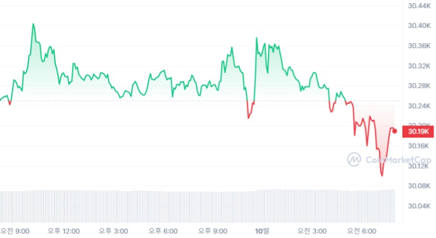  [시세브리핑] 횡보하는 암호화폐 시장...비트코인 3만 달러 굳건