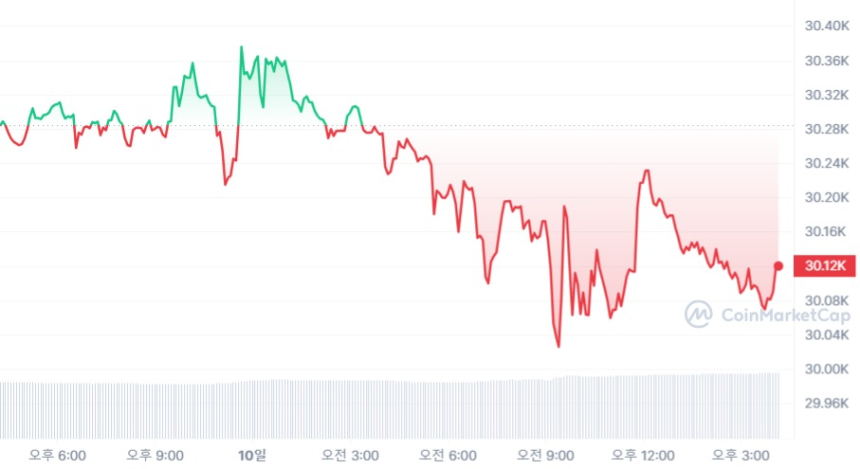 [마감 시세브리핑] 비트코인 3만110 달러, 이더리움 1850 달러선