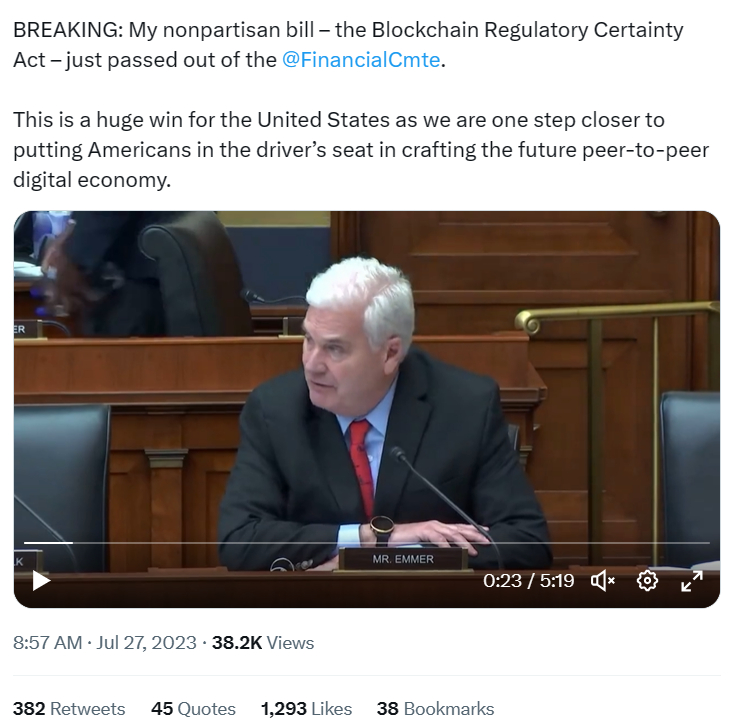  [토큰포스트 오후 브리핑] 美 '블록체인 규제 명확성' 법, 하원 금융서비스위 통과 外