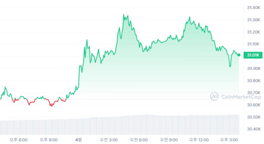  [마감 시세브리핑] 비트코인 3만1010 달러, 이더리움 1950 달러선