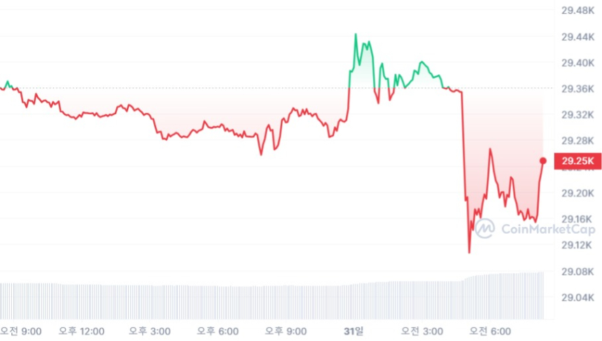 [시세브리핑] 암호화폐 시장 횡보세...비트코인 2만9250 달러