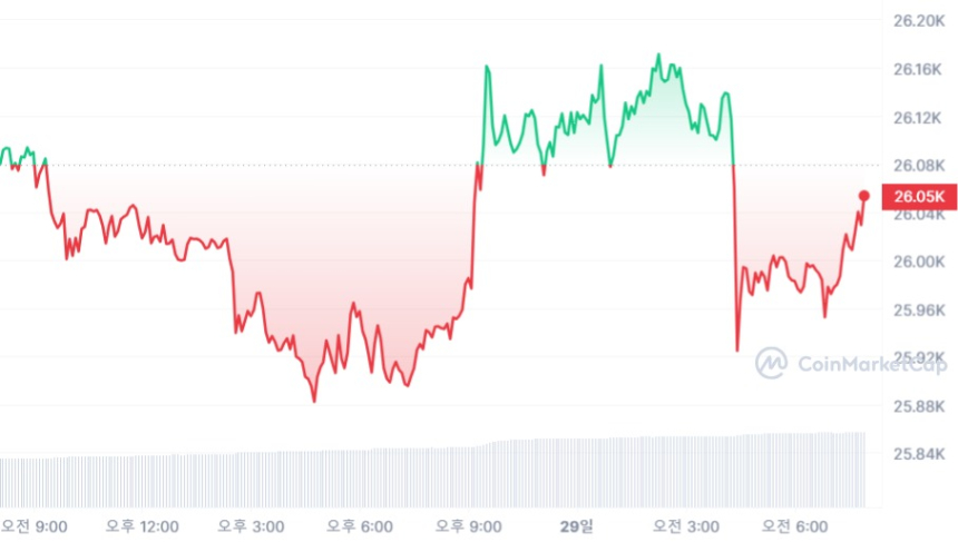 [시세브리핑] 오르내림 없는 가상자산 시장...비트코인 2만6060 달러 부근서 횡보
