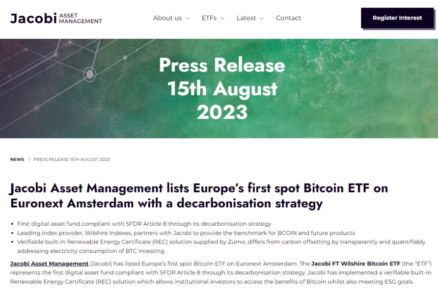  유럽 최초 '비트코인 현물 ETF' 거래 시작...티커명 'BCOIN'