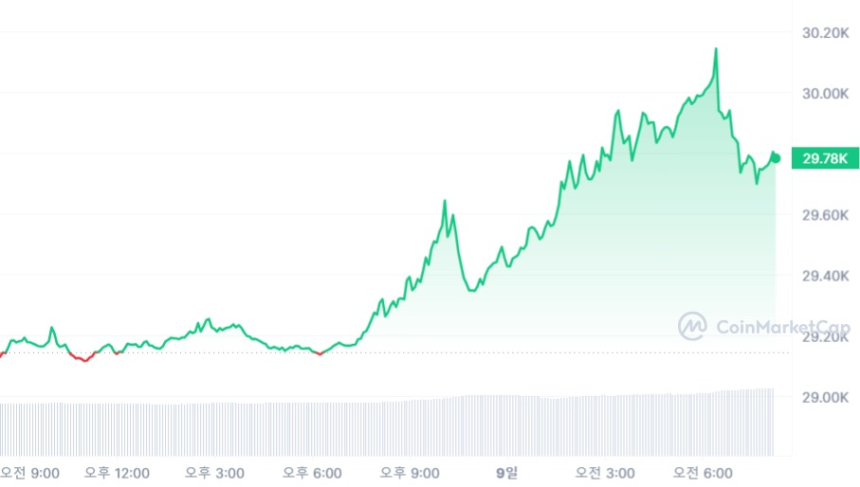  [시세브리핑] 암호화폐 시장 얕은 상승세...비트코인 2만9800 달러