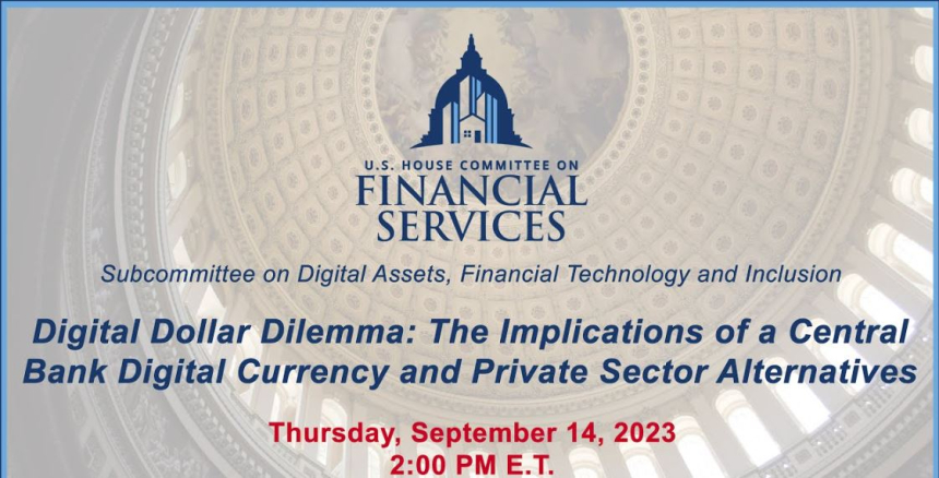  美 하원 금융위, 이달 15일 디지털 달러 청문회 개최