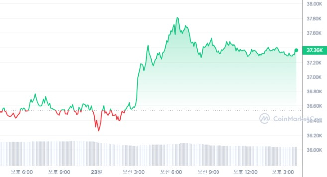  [마감 시세브리핑] 암호화폐 시장 상승세 이후 보합세...비트코인 3만7352달러