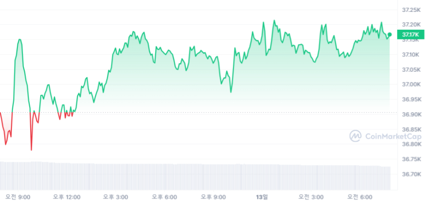  [시세브리핑] 비트코인 상승세...비트코인 3만7162달러선