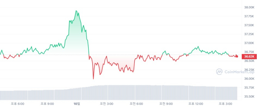  [마감 시세브리핑] 암호화폐 시장 혼조세...비트코인 3만6590달러, 이더리움 2100달러선
